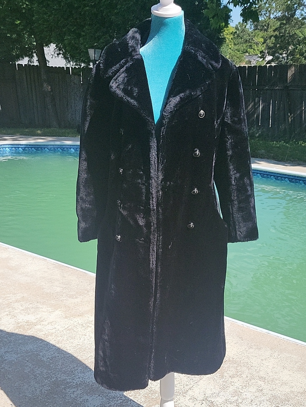 Bjorn Borg Black Faux Fur Double-Breasted Trench Coat